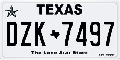 TX license plate DZK7497