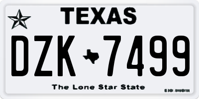 TX license plate DZK7499