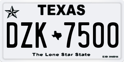 TX license plate DZK7500