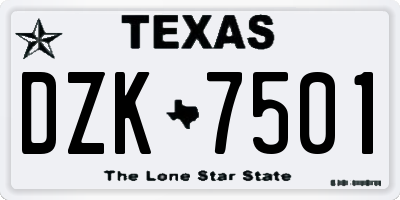 TX license plate DZK7501