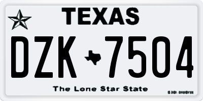 TX license plate DZK7504