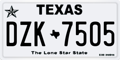 TX license plate DZK7505