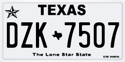 TX license plate DZK7507