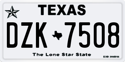 TX license plate DZK7508