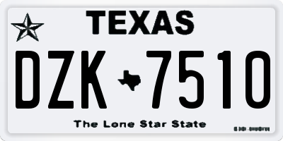 TX license plate DZK7510