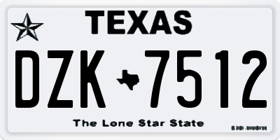 TX license plate DZK7512
