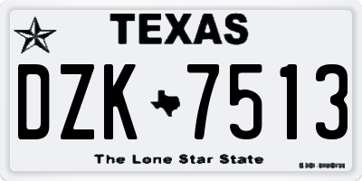 TX license plate DZK7513