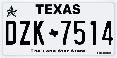 TX license plate DZK7514