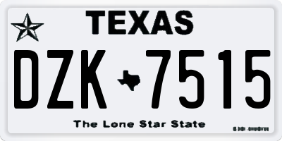 TX license plate DZK7515