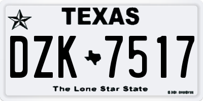 TX license plate DZK7517