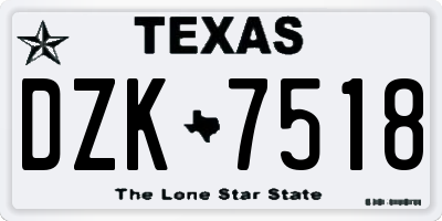 TX license plate DZK7518