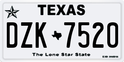 TX license plate DZK7520
