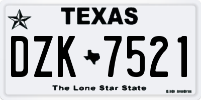 TX license plate DZK7521