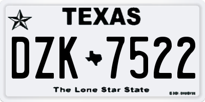 TX license plate DZK7522