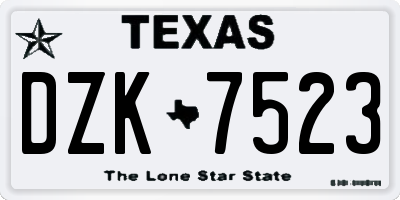 TX license plate DZK7523
