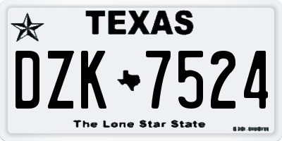 TX license plate DZK7524