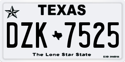 TX license plate DZK7525