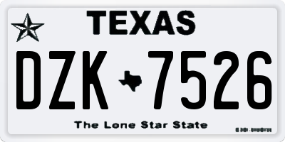 TX license plate DZK7526