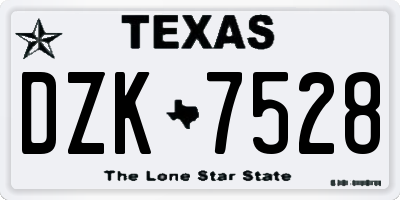 TX license plate DZK7528