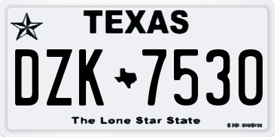 TX license plate DZK7530