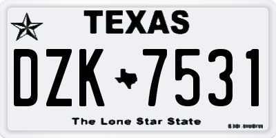 TX license plate DZK7531