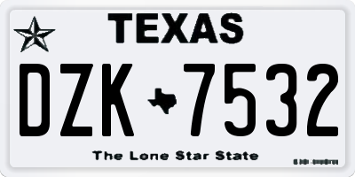 TX license plate DZK7532