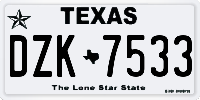 TX license plate DZK7533