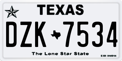 TX license plate DZK7534