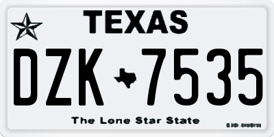 TX license plate DZK7535