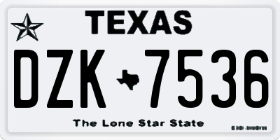 TX license plate DZK7536