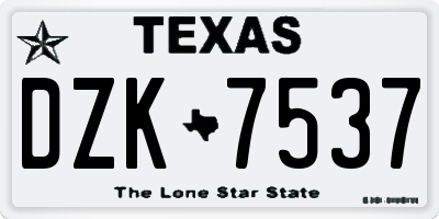 TX license plate DZK7537