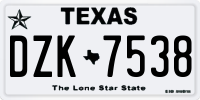 TX license plate DZK7538