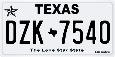TX license plate DZK7540