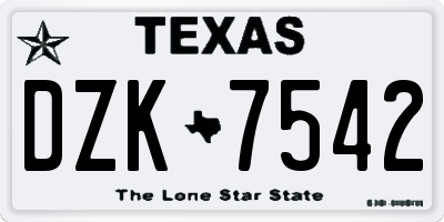 TX license plate DZK7542