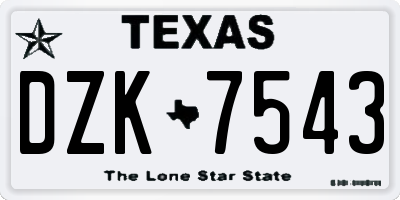 TX license plate DZK7543