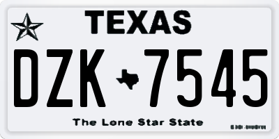 TX license plate DZK7545