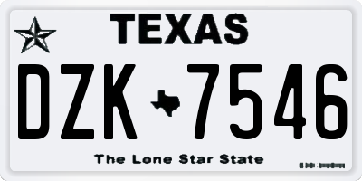 TX license plate DZK7546