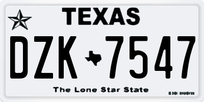 TX license plate DZK7547