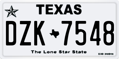 TX license plate DZK7548