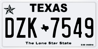 TX license plate DZK7549