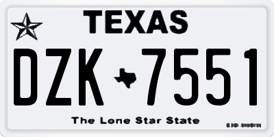 TX license plate DZK7551