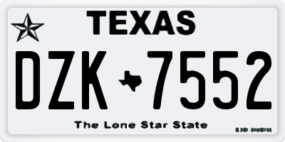 TX license plate DZK7552