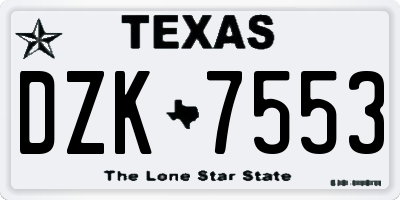 TX license plate DZK7553