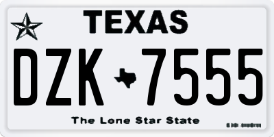 TX license plate DZK7555