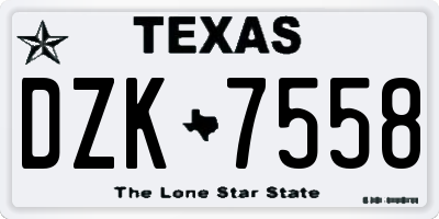 TX license plate DZK7558