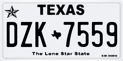 TX license plate DZK7559