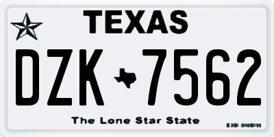 TX license plate DZK7562