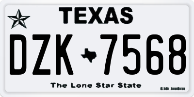 TX license plate DZK7568