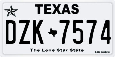 TX license plate DZK7574