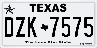 TX license plate DZK7575